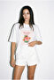 White Strawberry Cocktail Printed Oversize Crew Neck Cotton Women's T-Shirt - 2