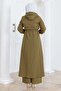 Khaki 19236 Hooded Suit with Tie-Up at the Waist - 4