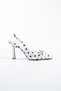 Edith Polka Dot Bow Detailed Pointed Toe Slingback Heeled Shoes - 3
