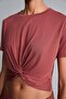 Ultra Soft Cropped Fit Crew Neck Athlete Modal Short Sleeve Burgundy T-Shirt H1200Ax26Hs - 8