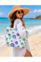 Women's Beach Bag Fish Pictures Patterned Picnic and Daily Use Soft Rope Handle - 6