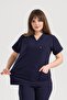 Single Top Navy Blue Lycra Unisex Medical Nurse and Doctor Uniform Surgical Clothing - 6