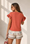 تي شيرت نسائي بأكمام من الجلد البصلي مكشكش TSH-19000417 - 5