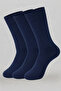 3-Piece Navy Blue Men's Business Cotton Seamless Flexible Socks - Premium - 2