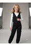 Girl's Jeans Vest White Body Cargo Pocket Trousers 3-Piece Set - 2