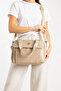 5-Compartment Beige Multi-Compartment Women's Hand and Shoulder Bag — Column Strap Crossbody Daily Organizer Design - 2