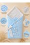 Blue Baby Boy Chickpea Baby Blanket & Swaddle Teddy Bear Embroidered Newborn Hospital Take-Home Set Cover / Duvet - 2