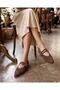 Genuine Leather Brown Suede Women's Ballerina Shoes - Rgn8112 - 2