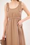 Women's Mink Dekatria Dress with Elastic Waist and Straps and Pockets Linen Look Midi Size ARM-24Y001034 - 4