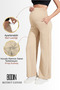 Adjustable High Waist Flexible Maternity and Postpartum Comfortable Cut Pants Beige