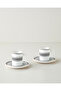 White Mirage Bone Porcelain 4 Piece Coffee Cup Set for 2 People 90 ml Black-White-Gold