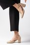 Anna Nude Colored Blunt Toe Thick Heeled Ankle Strap Women's Heeled Shoes - 5