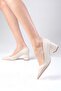 Whitney Beige Color Block Heeled Women's High Heels - 4