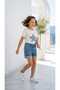 Girl's Starry White T-Shirt Denim Shorts Summer Set Two-Piece Set Cotton Stylish Model - 4