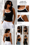 Women's Strappy Top Athlete Black and White Contrast - 4