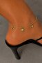 Elegant Summer Figured Anklet - Gold Anklet with Sun Eye and Turtle Figures - 4
