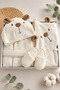 100% Cotton Cute Teddy Bear Baby Bathrobe Set – Hooded Towel and Booties Gift (0-2 Years) - 2