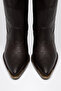 Bitter Brown Matte Leather Metal Toe Flat Knee-Length Western Cowboy Boots - 4
