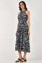 Patterned Halter Neck Midi Dress - 6