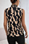 Women's Sleeveless Turtleneck Patterned Single Jersey Blouse - 3