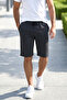 Men's Black Striped Two Thread 85% Cotton 15% Polyester Comfortable Fit Casual Striped Bermuda Shorts - 3