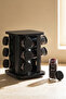 Black rotating stand square glass black lid casa black 12-piece spice jar set with stand