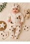 HONEY BEAR PATTERNED 5-PIECE BABY GIRL ZIBIN SET HOSPITAL RELEASE - 3