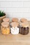 6-Piece Wooden Vacuum Lid Glass Jar Set Food Storage Container Set Spice Rack 500 ml - 6