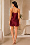 Women's Home Wear Satin Mini Nightgown with Rope Straps - 3
