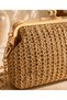 Wicker Women's Mini Shoulder Bag with Gold Chain & Summer Daily Handbag + Scarf as a Gift | - 3