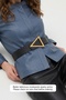Triangle Gold Buckle Black Thick Women's Belt 4.5 cm - 3