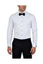 Men's White Classic Collar Tuxedo Shirt - Black Button-Down Set with Bow Tie and Cufflinks