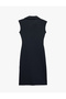 Slim Fit Sleeveless Midi Length Fancy Buttoned Sleeveless Striped Shirt Dress - 6