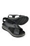 , Women's Genuine Leather Wedge Heel Sandals 1511020Z2562 Black - 6