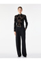 Long Sleeve Floral Textured Stand-Up Qipao Collar Tulle T-Shirt