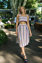 Women's Dark Navy Blue Bustier Skirt Double Set Arm-25Y001092