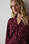 Burgundy Starry Night Shirt Pants Pajama Set - 3