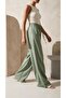 Women's Elastic Waist Muslin Trousers Khaki - 2