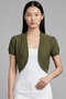 Samui Women's - Khaki Color Shoulder Gather Detailed Soft Combed Cotton Short Cardigan & Bolero - 3