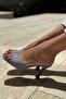 Hannah Blue Denim Mid-Heeled (8 cm) Heeled Slippers - 6