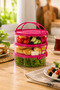 Colorful 3-Tier Portable Multi-Purpose Food Container for Nutrition and Storage - Picnic Set 5.6Lt. - 3