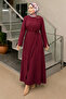 Brooch Detailed Belted Dress Tsd260198 Fuchsia