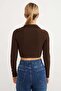 Polo Neck Zippered Crop Bodysuit - 6
