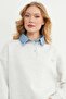 3 İplik Kot g Paneled Sweatshirt with Metal Accessories - 7