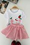 Miniğimin Cicileri Fruit Embroidered Gingham 2-Piece Girls' Set - Pink