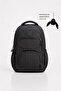 UniSex Black Backpack - Water ReSiStant, Crinkle Fabric, Large Size School and Travel Bag - 2