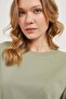 Women's Basic Shoulder Stitching Detail Short Sleeve Green T-Shirt - 2