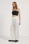 Women's Elastic Waist Wide Leg White Baggy Trousers - 3