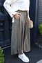 Women's Cupra Modal Elastic Waist Adjustable Lace-Up Trousers-Skirt 1219 Khaki - Premium Series - 4