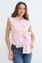 Side Tie Draped Double-Breasted Collared Shirt - 2